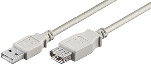 MicroConnect USB2.0 Extension A-A 0,1m M-F Grey, Hi-Speed cable Max. Transmission rate : 0.48 Gbit/s