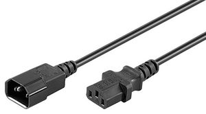 MicroConnect Black power cable C14F to  C13M, 0,9M