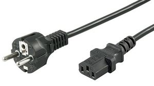 MicroConnect Power Cord CEE 7/7 - C13 3m Black, straight Schuko H05VV-F3x1mm2 CU, Male-Female