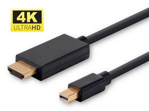 MicroConnect 4K Mini Displayport to HDMI  Cable 2m incl. audio  transmission Black, with gold plated plugs, resolution : 4K*2K@30Hz