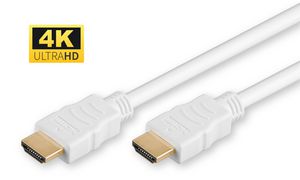 MicroConnect HDMI High Speed cable, 10m,  White High Speed HDMI with  Ethernet 1920x1080p, Gold-plated connectors