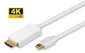 MicroConnect 4K Mini Displayport to HDMI  Cable 3m incl. audio  transmission White, with gold plated plugs, resolution : 4K*2K@30Hz