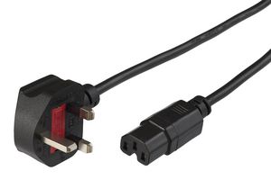 MicroConnect Power Cord UK -  C15 2m Black Power UK BS-1363 - C15 H05VV-F 3G01.00mm2, 10A Fuse