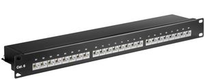 MicroConnect CAT6 24 port 19"  Patch Panel, STP Shielded, Black internal connection technology for LSA insulation displacement terminals