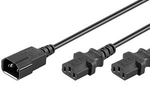 MicroConnect Power Cord C13x2 - C14 1.2m Y Extension Cable, Black, H05VV-F3x0.75mm2 CU, Male x2-Female