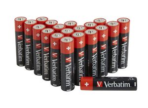 Verbatim ALKALINE BATTERY AA 20 PACK  (HANGCARD) 49877, Single-use  battery, AA, 1.5 V, 20 pc(s), -18 - 50 ?C, 50.5 mm