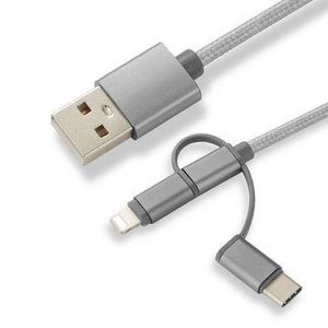 CoreParts 3-in-1 adapters Charging  cable Micro USB,  USB-C-Lightning Nylon Braided Micro USB, USB-C and Lightning Nylon Braided with