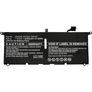 CoreParts Laptop Battery for Dell  47.88Wh 7.6V 6300mAh 48Wh  Li-Pol 7.6V 6300mAh Black, XPS 13 2018, XPS 13 9370, XPS 13 9370 FHD i5, XPS
