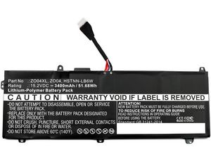 CoreParts Laptop Battery for HP 51.68Wh  15.2V 3400mAh 52Wh Li-Pol  15.2V 3400mAh Black, Zbook Studio G3
