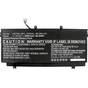 CoreParts Laptop Battery for HP 48.51Wh  11.55V 4200mAh 49Wh Li-Pol  11.55V 4200mAh Black, Spectre X360 13-W001NF, 13-AC001NE, 13-W003NO,