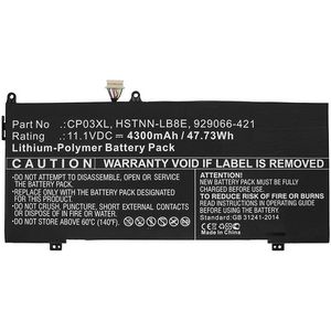 CoreParts Laptop Battery for HP 55.86Wh  11.4V 4900mAh 48Wh Li-Pol  11.1V 4300mAh Black - Spectre X360 13, Spectre 13