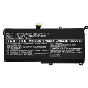CoreParts Laptop Battery for HP 61.60Wh  15.4V 4000mAh 61.60Wh Li-ion  15.4V 4000mAh Black for HP Notebook, Laptop EliteBook 1050 G1