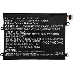 CoreParts Laptop Battery for HP 30.00Wh  7.4V 4000mAh 30Wh Li-Pol 7.4V  4000mAh Black for HP Notebook, Laptop 10-P018WM, Notebook x2, Notebook X2