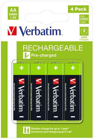 Verbatim RECHARGEABLE BATTERY AA 4 PACK / HR6