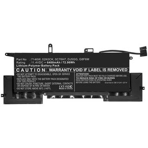 CoreParts Laptop Battery for Dell  72.96Wh 11.4V 6400mAh 72.96Wh  Li-Pol 11.4V 6400mAh Black for DELL Notebook, Laptop Latitude 7400 2-in-1,