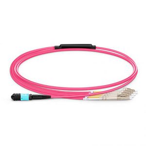 Lanview 8 cores MTP/UPC female to 4   LC/UPC Duplex OM4 cables ,  1m, LSZH  Polarity B Fibre Patch Cable Multimode, LSZH, 40G Polarity B,