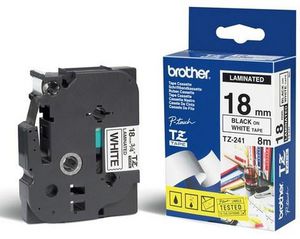 Brother P-Touch Tape Black on White  18 mm