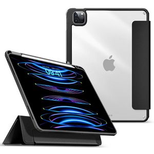 eSTUFF iPad Pro 12.9 2022/2021  BOSTON Detachable Mirror  Pencil Case. Black front/Transparent back. Corner protection