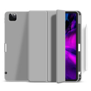 eSTUFF iPad Pro 12.9 2022/2021 MIAMI  Pencil Case. Grey PU leather  front with soft TPU back. Pencil slot for charging in cover