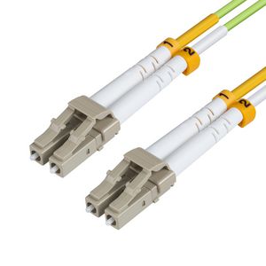 MicroConnect LC/UPC-LC/UPC 15m OM5 Fibre  Patch Cable MM Duplex LSZH  OD: 2mm, 0.2dB Lime Green