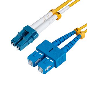 MicroConnect LC/UPC-SC/UPC 0.5m OS2 Fibre  Patch Cable SM Duplex LSZH  OD: 2mm, 0.3db Yellow