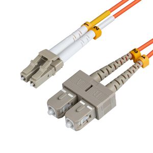 MicroConnect LC/UPC-SC/UPC 1m OM1 Fibre  Patch Cable MM Duplex LSZH  OD: 2mm, 0.3dB Orange