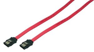 Logilink SATA cable, SATA/M to SATA/M, 6 Gbps, latch, red, 0.9 m