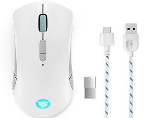 Lenovo Legion M600 Gaming Mouse Optisk Trådløs Kablet Grå Hvid