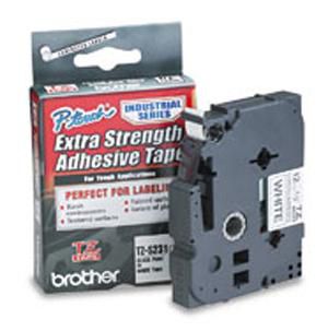 Brother 12mm Black on White Extra  Strength Adhesive