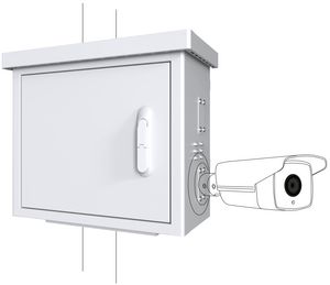 LANVIEW Midi Radius Pole Mounted CCTV Cabinet for 4 Cameras 600 X