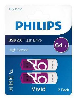 Philips USB 2.0 2-Pack 64GB Vivid