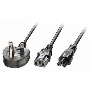 Lindy 2.5M Uk 3 Pin Plug To 1X C13 & 1X C5