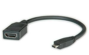 Roline MICRO HDMI ADAPTER, MICRO  HDMI: HAN - HDMI: HUN, 0,15M,  SORT
