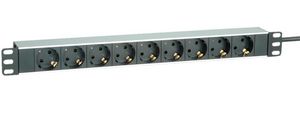 48,26cm 19Zoll-Steckdosenleiste 9fach Aluminium 2m