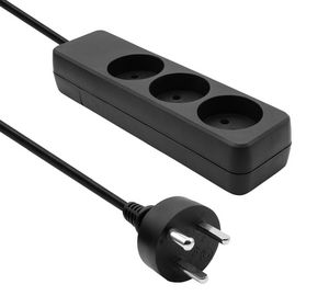 MicroConnect Danish Power Strip 3-way  Black, with 5m EDB cable