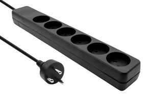 MicroConnect Danish Power Strip 6-way  Black 10m cable