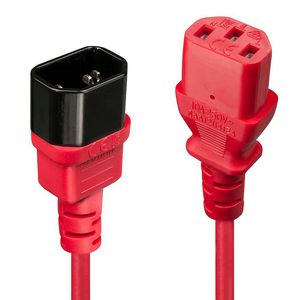 Lindy 0.5m C14 to C13 Mains  Extension Cable, lead free,  red