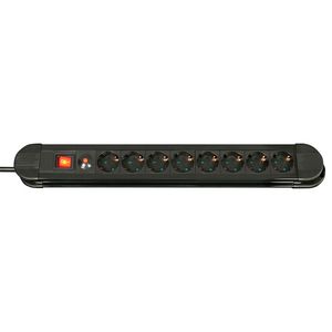 Lindy 8-Way Schuko Mains Power  Extension with Switch, Black