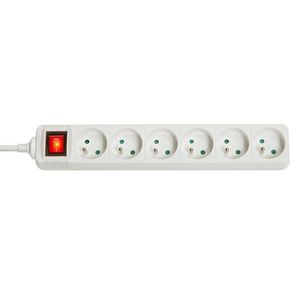 Lindy 6-Way French Schuko Mains  Power Extension with Switch,  White