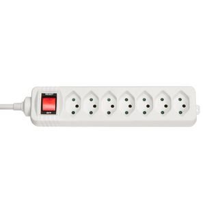 Lindy 7-Way Swiss 3-Pin Mains Power  Extension with Switch, White
