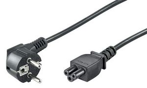 MicroConnect Power Cord CEE 7/7 - C5 3m Angled Schuko, Black,  H05VV-F3x0,75mm2 CU, Male-Female