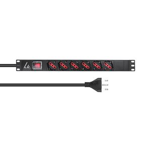 Lanview 1U 19 inch 6 port Type F/J,  with switch, 2M power cable  with J plug