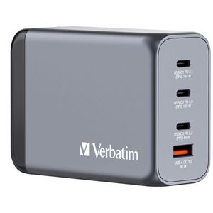 Verbatim GNC-240 GaN Charger 240W with  1 x USB-C 140W. 1 USB-C 100W   1 x USB-C 65W  1 x USB-A QC 3.0 (EUUKUS)