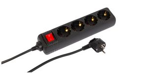 MicroConnect 4-way Schuko Socket on/off  switch 1.5M Black