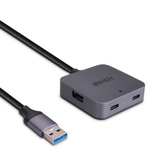 Lindy Interface hub USB 3.2 Gen 1  (3.1 Gen 1) Type-A 5000  Mbit/s Black, Grey