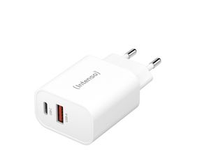 Intenso Power Adapter W30AC, Anschlüsse: 1x USB-A, 1x USB-C Output: max. 30 Watt, Weiß