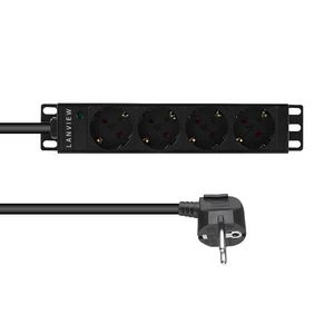 Lanview 10?? 4-way Schuko outlets  with 2-meter 3G1.5mm2 cable  with Schuko plug, with Light indicator