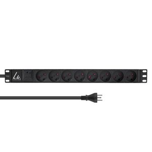 Lanview 19`` rack mount power strip,  13A with 8 x type K, with  surge protection 2m cable with danish plug