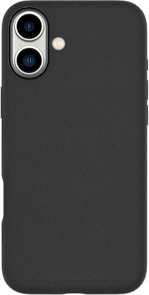 eSTUFF INFINITE (GRS) VENICE iPhone  16 Black PU Leather Magnetic  Cover. Material: 65% (GRS) recycled PC and 21% (GRS) recycled TPU