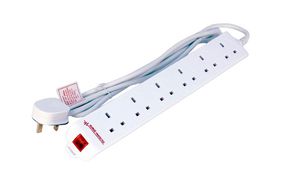 MicroConnect 6 gang UK Surge Protected  Power Strip 2M White 6-way UK  Surge Protected Power Strip 2M White